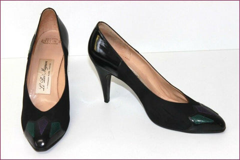 EVELIN'S Reims Escarpins Tout Cuir Noir Hauts Talons T 5.5  / T 37 TBE