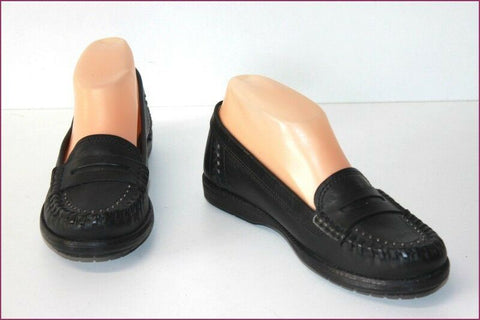 GEOX Respira Mocassins Cuir Noir T 35 TBE