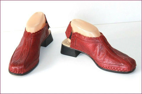 PIKOLINOS Escarpins Cuir Rouge Foncé Talons Elastiqués T 38 TBE