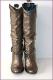 TEXTO Bottes Cuir Plissé Bronze Brillant Doublées Cuir T 38 TTBE