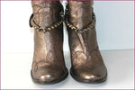 TEXTO Bottes Cuir Plissé Bronze Brillant Doublées Cuir T 38 TTBE