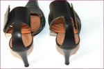 JONAK Escarpins Pointus Cuir Noir Lanière Cheville Cuir Scratch T 36 TBE