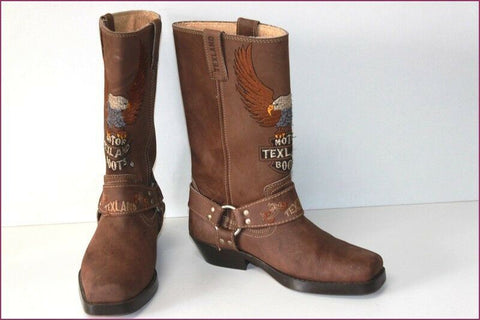 TEXLAND Boots Biker Cuir Marron T 39 TBE