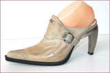 NEW ROCK Escarpins Pointus Cuir Beige  Talons Métal T 39 TTBE