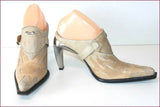 NEW ROCK Escarpins Pointus Cuir Beige  Talons Métal T 39 TTBE