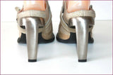 NEW ROCK Escarpins Pointus Cuir Beige  Talons Métal T 39 TTBE