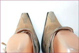 NEW ROCK Escarpins Pointus Cuir Beige  Talons Métal T 39 TTBE