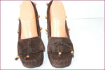 SAM EDELMAN Escarpins Daim Marron Talons Bois Compensés T 37 TBE