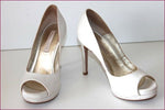 PURA LOPEZ Escarpins Toile Satinée Blanc Cassé T 35 TBE