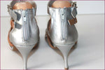 ETAM Sandales Simili Cuir Lanières Gris Argenté et Marron T 39 BE