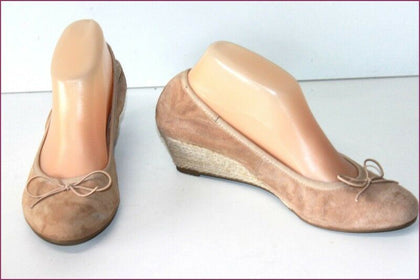 ANDRE Ballerines Elastiquées Nubuck Beige Petits Talons Compensés T 39 TTBE