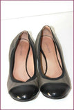 ANDRE Ballerines Cuir Elastiqué Gris Foncé et Noir T 37 TBE