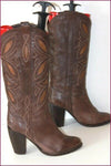 Mi Bottes Cuir Marron doublées Cuir Hauts Talons T 39 BE