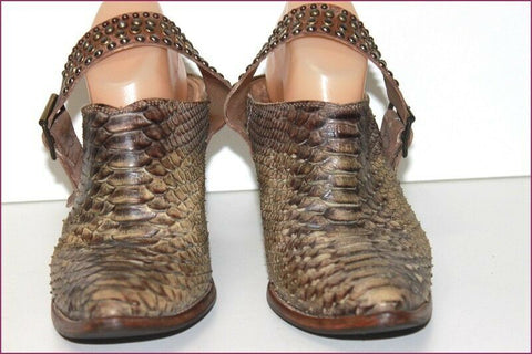 KOBRA Escarpins Pointus à Sangles Tout Cuir Serpent T 40 BE