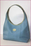 LONGCHAMP Sac Cabas Toile Enduite Souple Bleu Clair BE