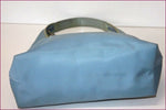 LONGCHAMP Sac Cabas Toile Enduite Souple Bleu Clair BE