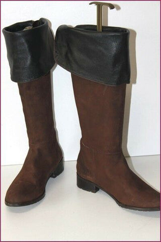 LOLA CRUZ Bottes Genoux Cuir Marron Foncé Doublées Cuir T 41 TTBE