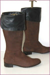 LOLA CRUZ Bottes Genoux Cuir Marron Foncé Doublées Cuir T 41 TTBE