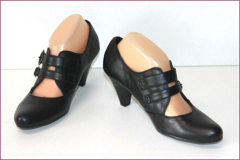 ERAM Escarpins à Sangles Cuir Noir Bouts Ronds T 39 TTBE