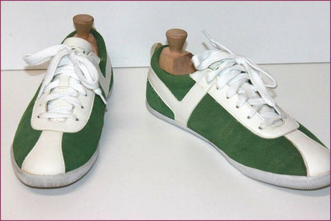 CALVIN KLEIN Jeans Baskets Quinten Cuir Vert et Blanc T 10.5 US / T 44 TBE