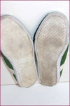 CALVIN KLEIN Jeans Baskets Quinten Cuir Vert et Blanc T 10.5 US / T 44 TBE
