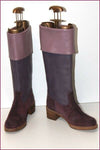 ESCADA Bottes Cavalières Cuir et Daim Violet et Parme T 37 ETAT NEUF