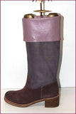 ESCADA Bottes Cavalières Cuir et Daim Violet et Parme T 37 ETAT NEUF