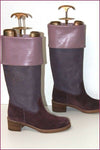 ESCADA Bottes Cavalières Cuir et Daim Violet et Parme T 37 ETAT NEUF