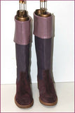 ESCADA Bottes Cavalières Cuir et Daim Violet et Parme T 37 ETAT NEUF