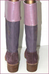 ESCADA Bottes Cavalières Cuir et Daim Violet et Parme T 37 ETAT NEUF