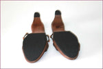 REBECA SANVER Sandales Cuir et Bois Orange Foncé T 36 TBE