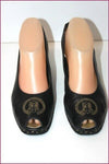 HEYRAUD Escarpins Ouverts Cuir Noir Talons Compensés T 38 BE