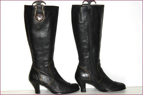 100 % DONNA Bottes Cuir Doublées Cuir Talons Bobines T 39 TBE