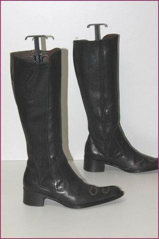 STEPHANE GONTARD Bottes Pointues Cuir Noir T 38 TBE