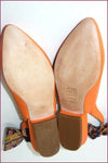 CARVEN Escarpins Pointus Tout Cuir Orange Noeud Papillon T 35 TBE