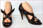 RUPERT SANDERSON Escarpins Tout Cuir Verni Marron foncé T 39.5 BE