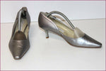 LINEA RAFFAELLI Escarpins Semi  Pointus Tout Cuir Gris Argenté T 38.5 BE