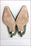 LINEA RAFFAELLI Escarpins Semi  Pointus Tout Cuir Gris Argenté T 38.5 BE