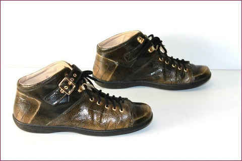 KESSLORD Sneakers  Cuir Marbré Marron et Bronze Doublées Cuir T 40 BE