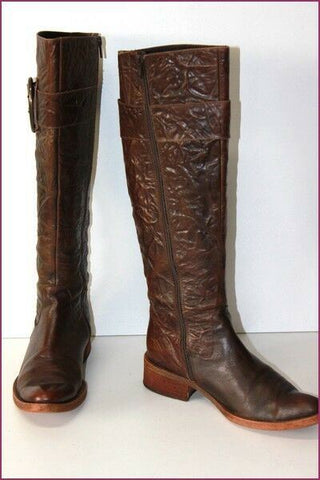 REQINS Bottes Cuir Fripé Marron Doublées Cuir T 40 BE