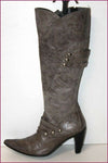 SPIRAL Bottes Pointues Cuir Gris Clair Doublées Cuir T 37 TBE