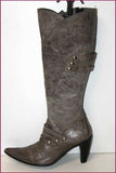 SPIRAL Bottes Pointues Cuir Gris Clair Doublées Cuir T 37 TBE