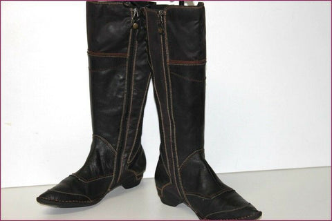 ERAM Bottes Pointues Cuir Noir et Marron Foncé Elastiquées T 39 TBE