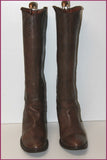 Bottes Cavalières Cuir Dentelé Marron Taupe Mollets  Forts T 41 BE