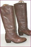 Bottes Cavalières Cuir Dentelé Marron Taupe Mollets  Forts T 41 BE