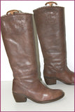 Bottes Cavalières Cuir Dentelé Marron Taupe Mollets  Forts T 41 BE