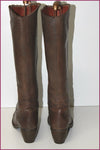 Bottes Cavalières Cuir Dentelé Marron Taupe Mollets  Forts T 41 BE