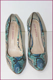 SAN MARINA Escarpins Cuir Reptile Bleu Clair T 39 TBE