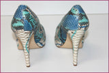 SAN MARINA Escarpins Cuir Reptile Bleu Clair T 39 TBE