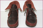 Bottines à Revers Cuir Artisanal Bordeaux et Noir T 38 TBE